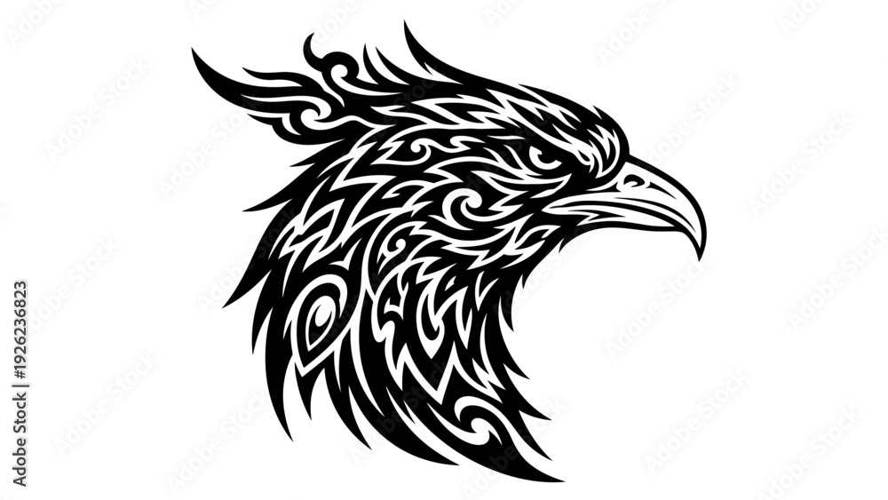 Fototapeta premium Tribal Eagle Head Tattoo Design - Black and White