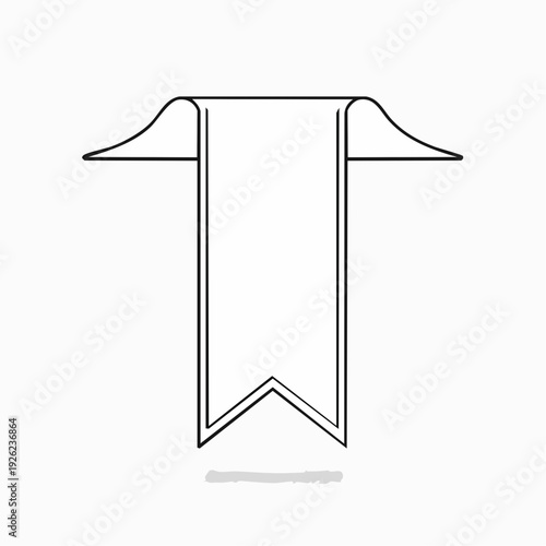 Simple outline banner with a curled top and a folded bottom, perfect for graphic design