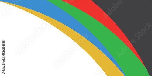 Vibrant abstract background featuring layered flowing waves in red, green, blue, and yellow against a white backdrop. illustration