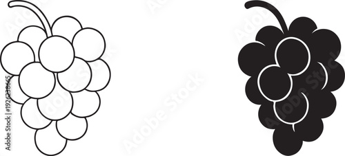 Vector illustration of grapes isolated on white background. Simple fruit icon.