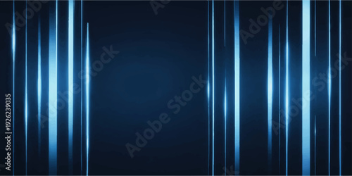 Abstract design featuring blue stripes and curtains with light motion lines and a glowing texture for a digital wallpaper backdrop