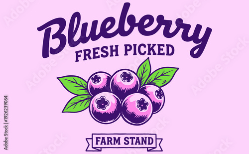Fresh farmers market design. Sweet summer vibes artwork. Blueberry club design.