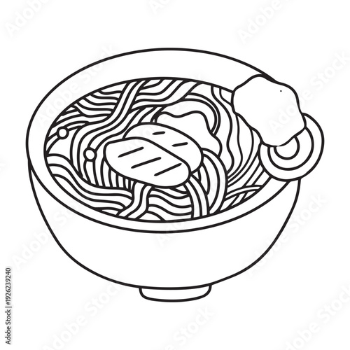 Vector illustration of delicious ramen. coloring book for preschool