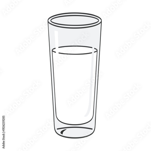 Simple Illustration of a Tall Glass Filled with Water for Refreshment and Beverage Concepts