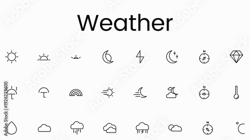 Flat Weather Icon Pack – Sun Cloud Rain Snow Symbols