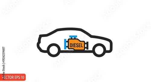 Diesel Car Fuel Tank Illustration.