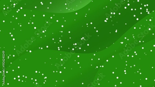 Green Background with White Particles Moving Slowly.