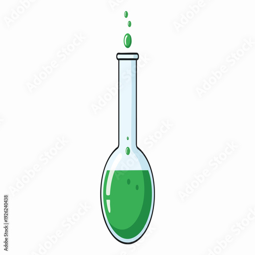 Colorful Laboratory Flask with Green Liquid for Science and Education