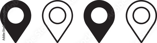 Black and white map pin location pin black white background isolated navigation