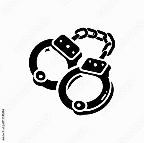 Police Handcuffs Icon Black and White Vector