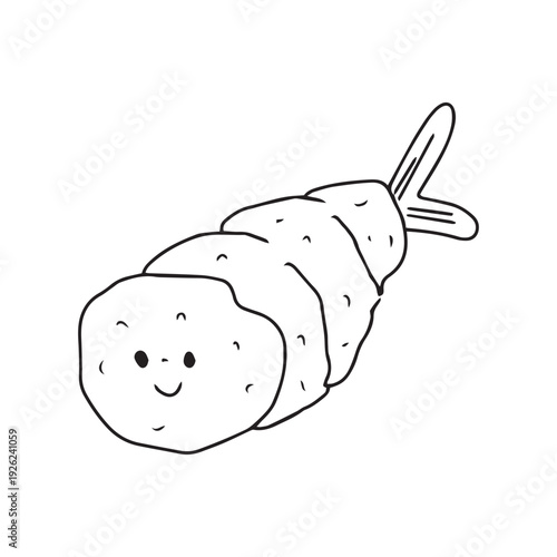 Kawaii tempura street food. japanese food cartoon design
