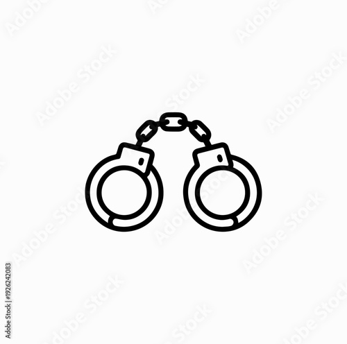 Police Handcuffs Icon Black and White Vector