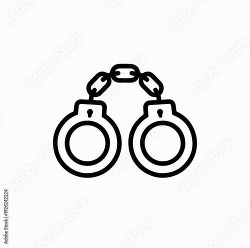 Police Handcuffs Icon Black and White Vector