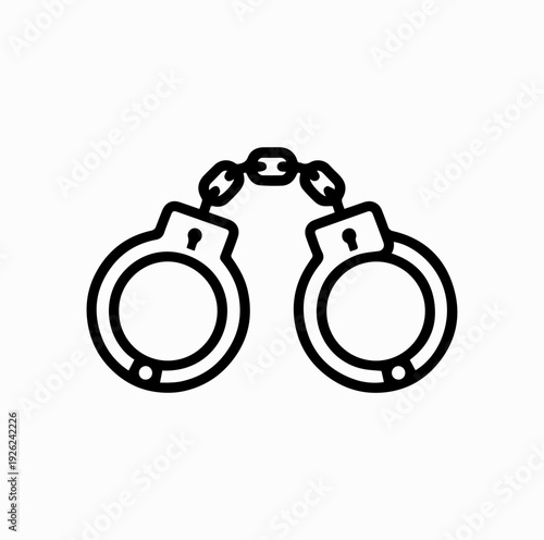 Police Handcuffs Icon Black and White Vector
