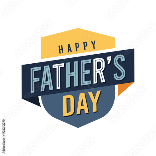 Happy Father's Day banner design with modern typography and geometric shapes