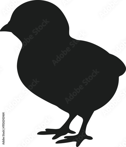 Black silhouette of a chick standing on a white background vector