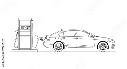 Electric Car Charging at Station.