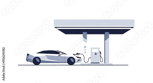 Electric Car Charging at Station.