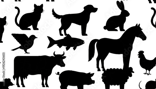 Set of animal silhouettes vector