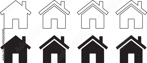 Black and white of house home building outline