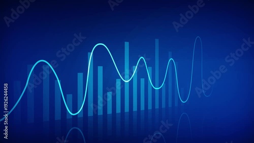 Abstract Digital Tech Infographic Graph of Financial In Blue Gradient Background. For Modern Smart Business Corporate, Futuristic Data Analysis, Clean Branding.