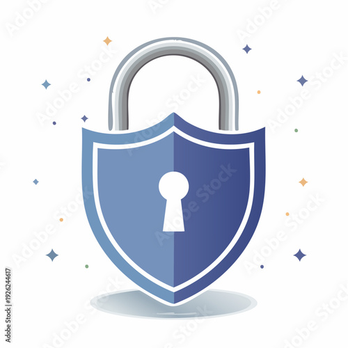 Strong conceptual security padlock shield icon symbolizing data protection, online privacy, and secure digital access solutions