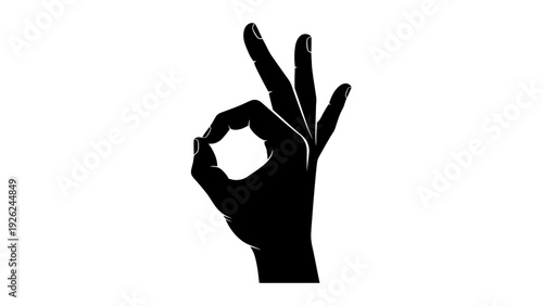 Silhouette of a Hand Making the OK Gesture, Symbol of Approval and Success