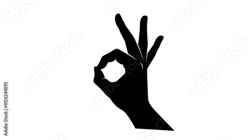 Silhouette of a Hand Making the OK Gesture, Symbol of Approval and Success