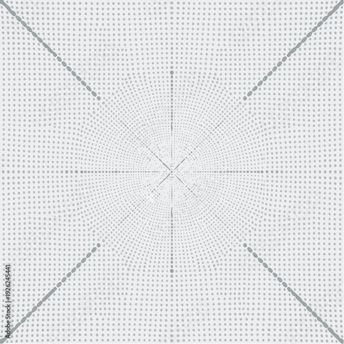 Futuristic radial dot pattern creating an immersive optical illusion of depth and geometric perspective