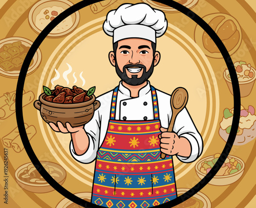 A commercial chef logo for a food business or restaurant that is easy to remember and aesthetic