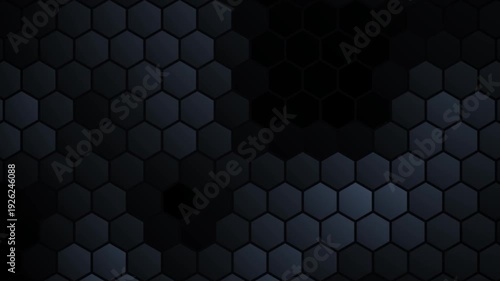 Premium black header with  hexagonal topography animation and subtle metallic shading. 