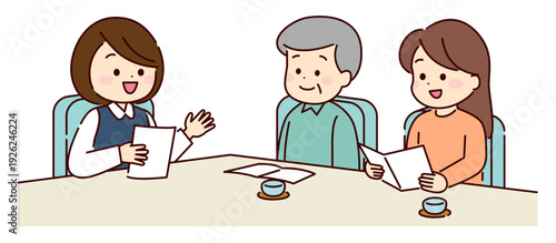 在宅サービスについて相談している家族