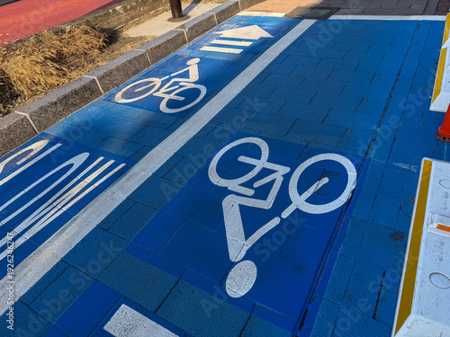自転車専用レーンがある風景