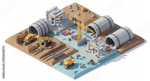 Industrial Construction Site with Pipelines.
