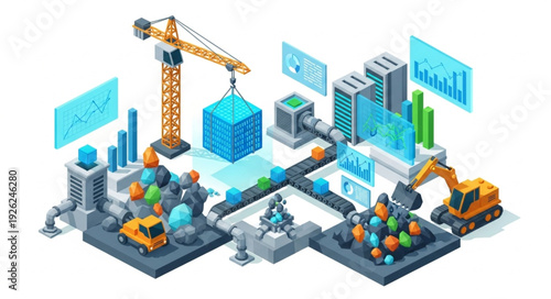 Industrial Construction Site with Machines.