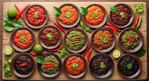 Wallpaper Mural Assorted Indian Dishes in Bowls Overhead View. Torontodigital.ca