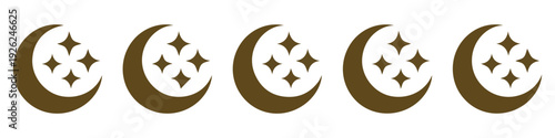 Moon with stars icon set, sleep and good night, bedtime symbol for web and mobile applications