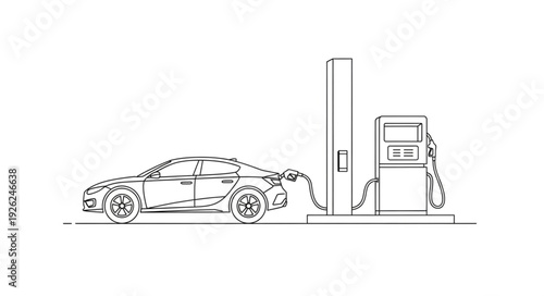 Electric Car Charging at Station.