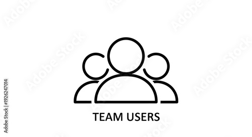 Simple Line Art Icon Representing a Team of Users.