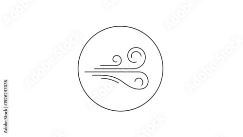 Simple Line Art Icon Representing Wind and Air Flow.