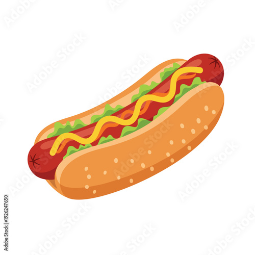 Delicious Hot Dog with Toppings in a Classic Bun for Food Advertising