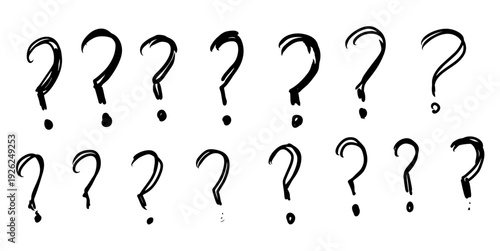 Set hand drawing question mark vector for creative blogs. Ideal for symbolizing brainstorming sessions, curious inquiries, and sketchy problem solving concepts.