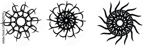 Black and white abstract art with tangled line patterns