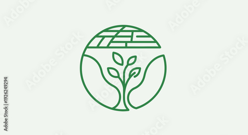 Sustainable growth represented by a plant sprouting within a globe 