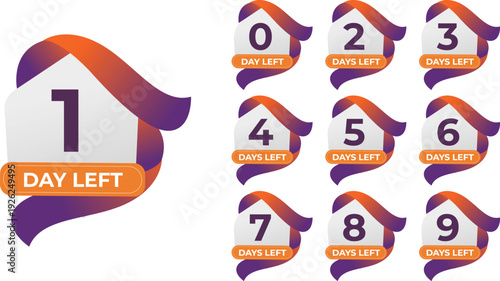Countdown Timer Days Left Banners for Events, Sales and Launches vector illustration