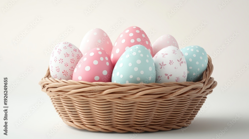 Fototapeta premium Happy Easter day with Colorful Easter eggs,Spring holiday,Happy easter eggs,festive clip art,Happy Easter greeting card, poster, banner template,april festive concept.