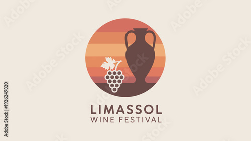 A logo for the Limassol Wine Festival featuring a wine jug and grapes