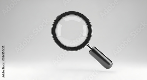 3D render magnifying glass icon in glossy modern style with soft shadow, isolated background. Clean UI app search symbol for web, mobile, and digital interface design.