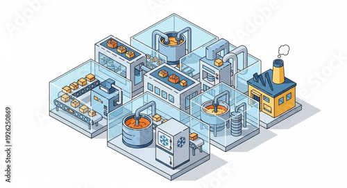 Industrial Factory 3D Illustration Model.