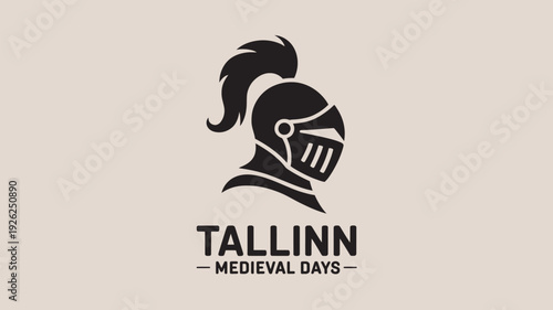 A medieval knight's helmet logo for a historical event in Tallinn
